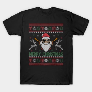 Merry Christmas Funny Santa Claus Pirate reindeer Xmas Ugly T-Shirt